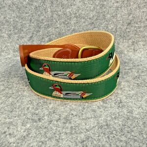 Vintage Leather Man Ltd Essex CT 5 Ducks Belt Canvas Leather Brass Men's Size 36